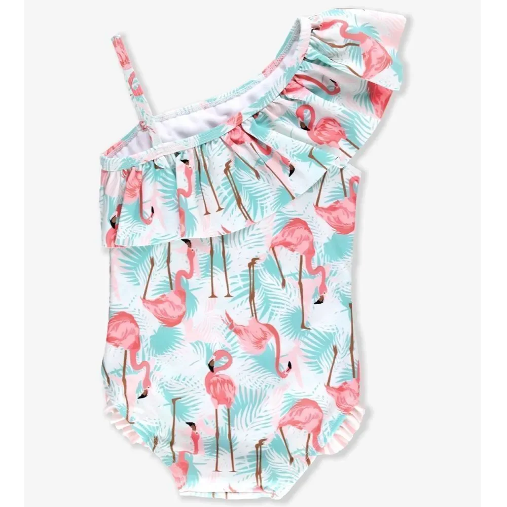 Ruffle Butts One Shoulder Ruffle One Piece Vibrant Flamingo 4T NWT in‎ packaging